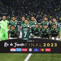 O time da SE Palmeiras, posa para foto em jogo contra a equipe do Deportivo Pereira, durante partida válida pelas quartas de final, volta, da Copa Libertadores, na arena Allianz Parque. (Foto: Cesar Greco/Palmeiras/by Canon)